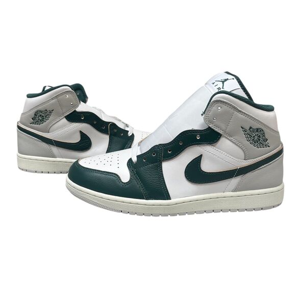 Nike Air Jordan 1 Mid Shoes Green/White FQ7720-103 Men Size 10 New - Picture 1 of 6